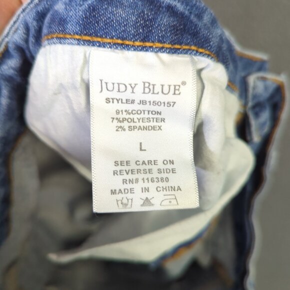 Judy Blue Jean Shorts Women's L Blue Denim Cutoff - Picture 7 of 9